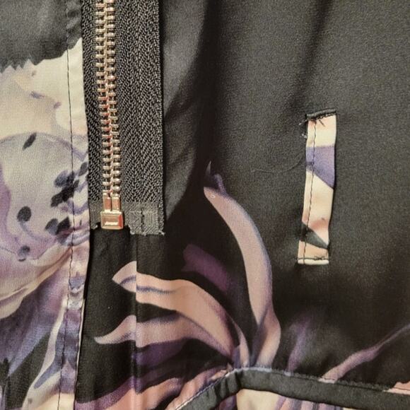 Missguided Black Floral Zip Up Duster Jacket Women's 2 Party Resort Vacation - Picture 9 of 11